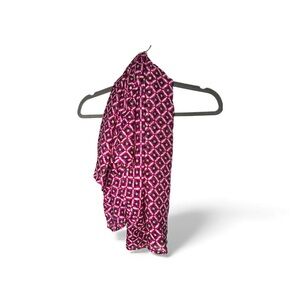 Tory Burch Dark Pink Gold Geometric Print Square Scarf